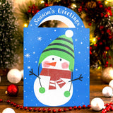 Bolsa de Regalo Navideña con Asa, Muñeco de Nieve, Color Azul