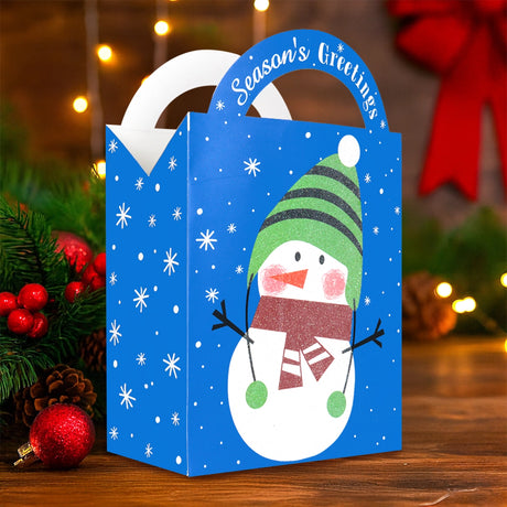 Bolsa de Regalo Navideña con Asa, Muñeco de Nieve, Color Azul