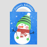 Bolsa de Regalo Navideña con Asa, Muñeco de Nieve, Color Azul