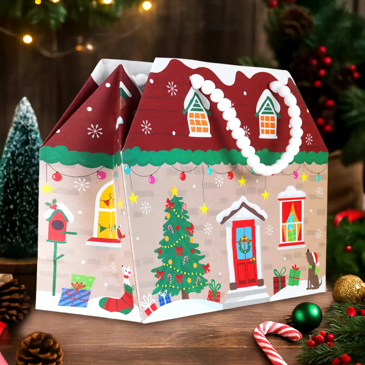 Bolsa de Regalo Navideña, Forma de Casa