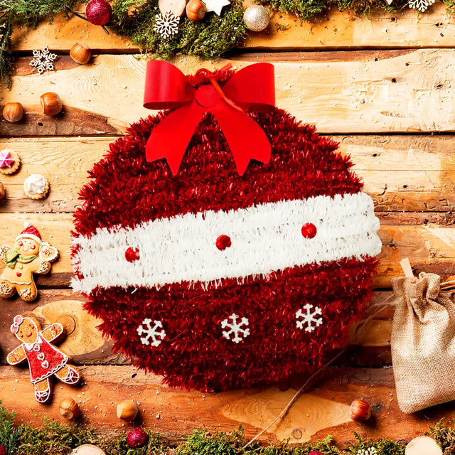 Esfera Navideña de Tinsel, Color Rojo