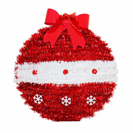 Esfera Navideña de Tinsel, Color Rojo