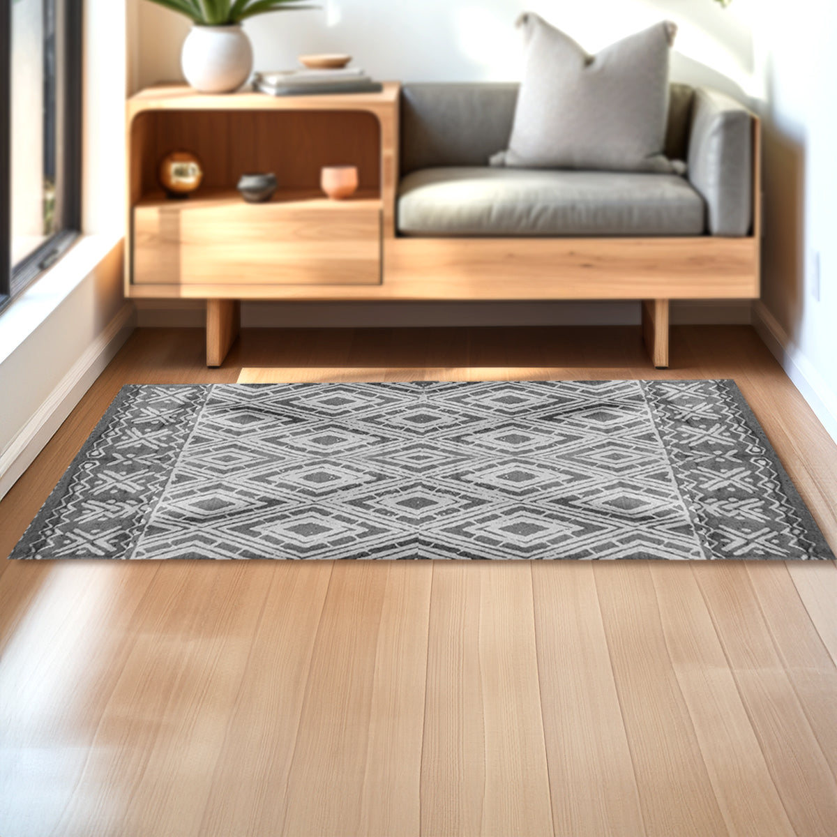 Alfombra, Diseño Color Gris, 91 x 152 cm