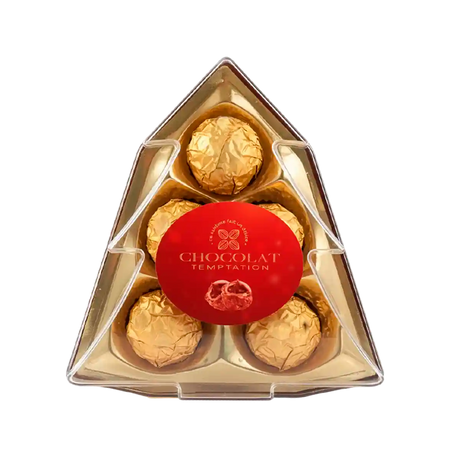 Chocolates, Caja en Forma de Pino, Color Dorado, 55 gr