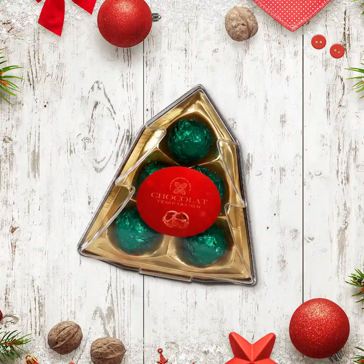 Chocolates, Caja en Forma de Pino, Color Verde, 55 gr