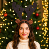 Diadema Navideña, Cuernos de Reno, Color Café