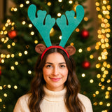 Diadema Navideña, Cuernos de Reno, Color Verde