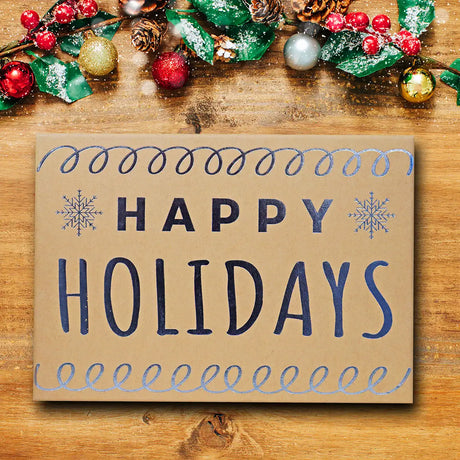 Caja de Regalo Navideña, Happy Holidays, Color Plata