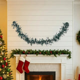 Guirnalda Navideña, Color Verde, Tinsel Plata