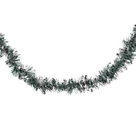 Guirnalda Navideña, Color Verde, Tinsel Plata