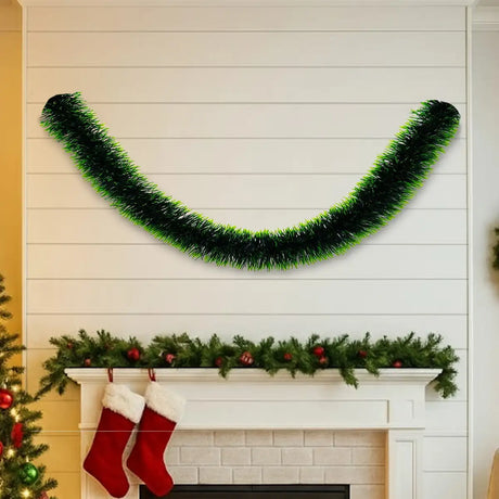 Guirnalda Navideña, Color Verde con Tinsel