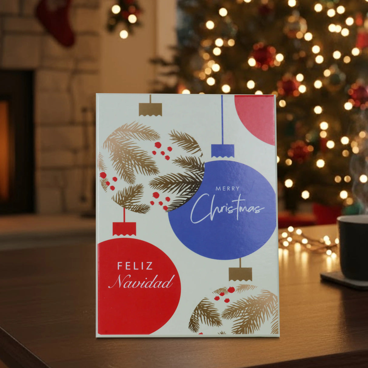 Caja de Regalo Navideña, Merry Christmas, Esferas