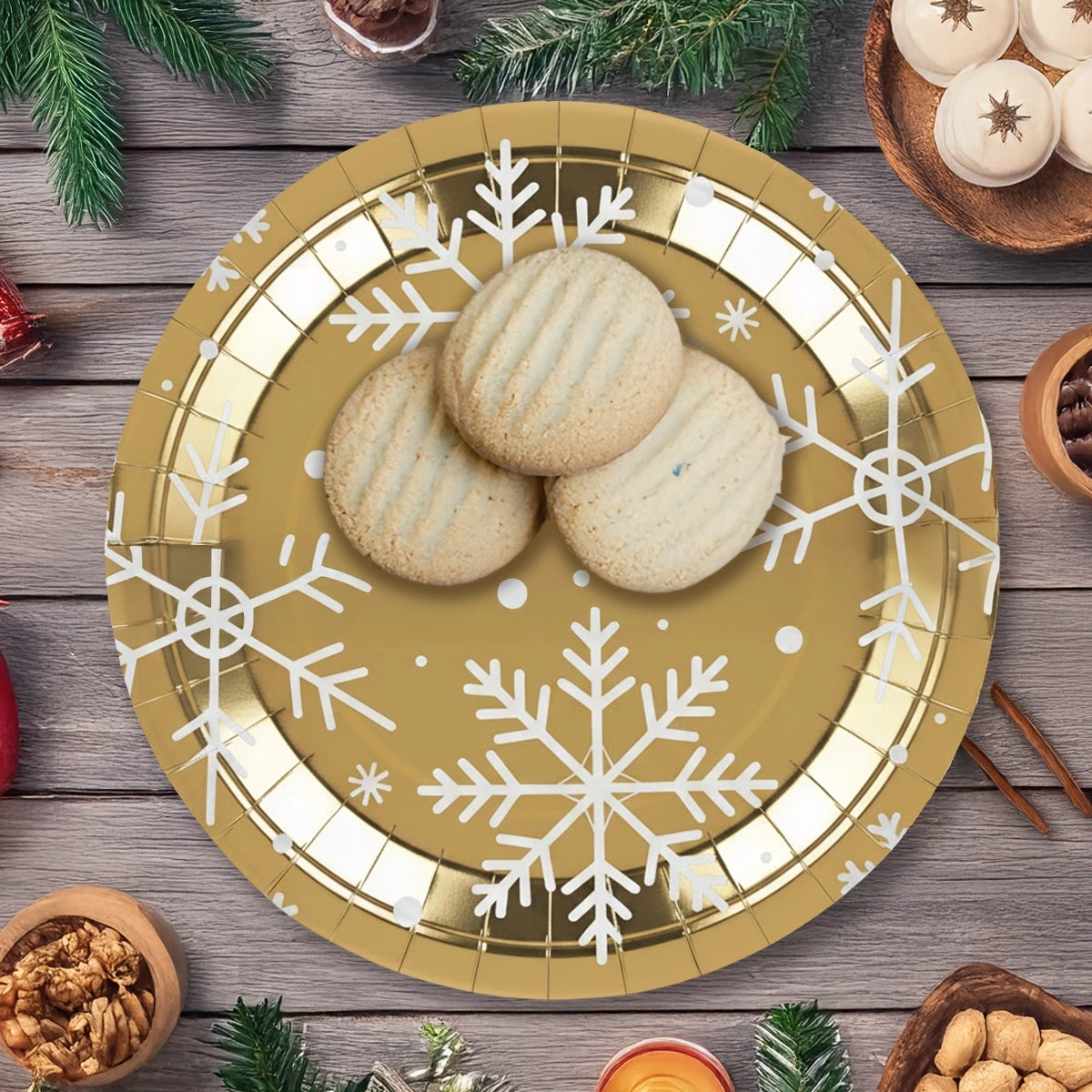 Platos de Cartón, Diseño Copo de Nieve, 10 pzas
