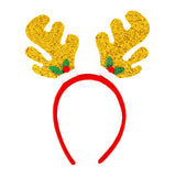 Diadema Navideña, Cuernos de Reno, Glitter, Color Oro