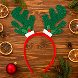 Diadema Navideña, Cuernos de Reno, Glitter, Color Verde