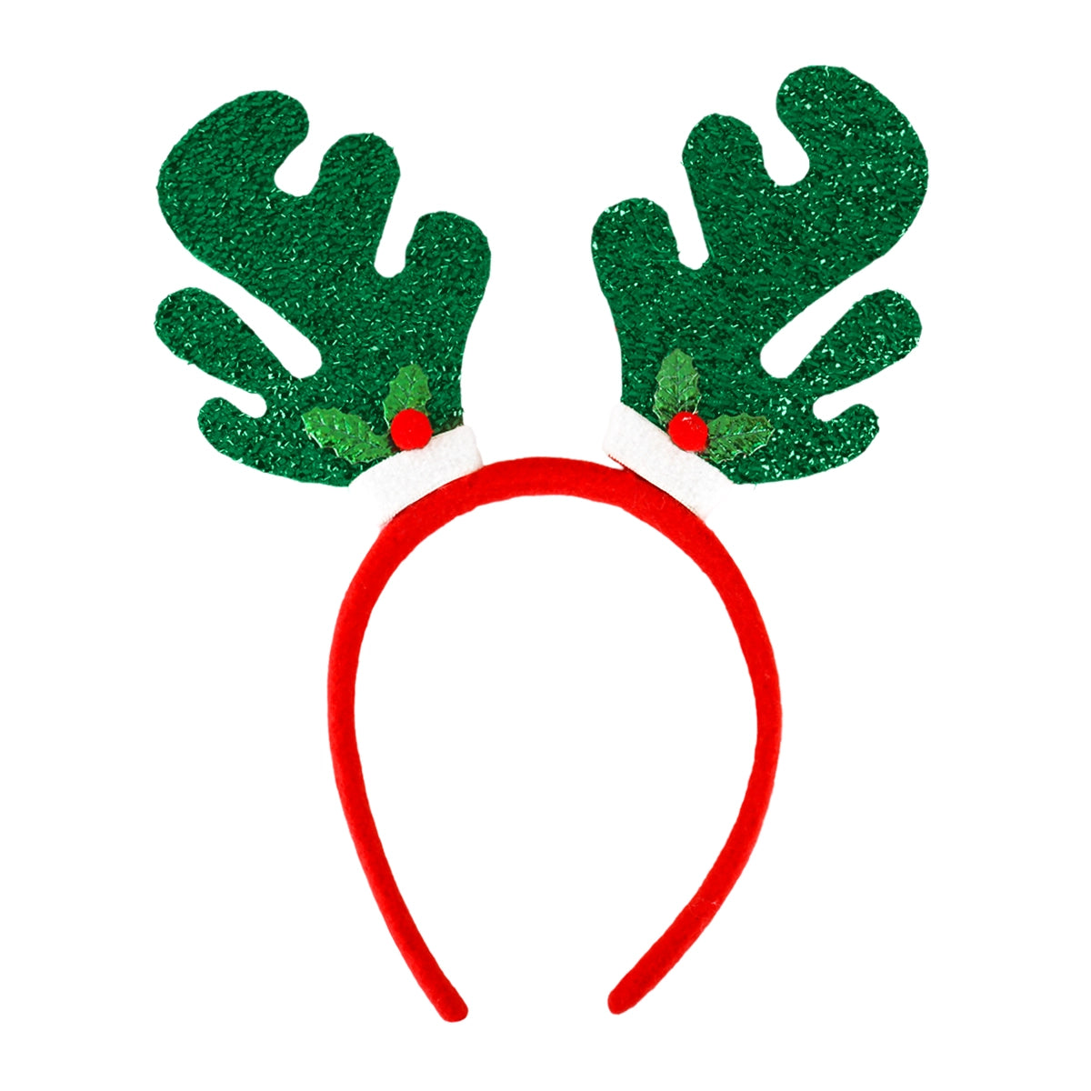 Diadema Navideña, Cuernos de Reno, Glitter, Color Verde