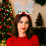 Diadema Navideña, Cuernos de Reno, Glitter, Color Plata