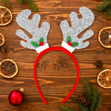 Diadema Navideña, Cuernos de Reno, Glitter, Color Plata