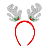 Diadema Navideña, Cuernos de Reno, Glitter, Color Plata