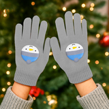 Guantes Navideños, Color Gris, Muñeco de Nieve