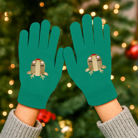 Guantes Navideños, Color Verde, Reno