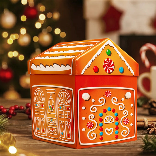 Caja Navideña en Forma de Casa de Jengibre