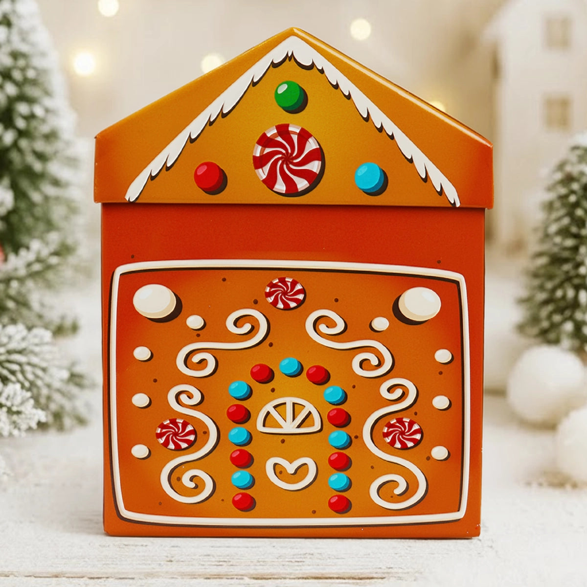 Caja Navideña en Forma de Casa de Jengibre