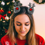 Broches de Cabello Navideños, Reno, Color Gris