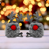 Broches de Cabello Navideños, Reno, Color Gris