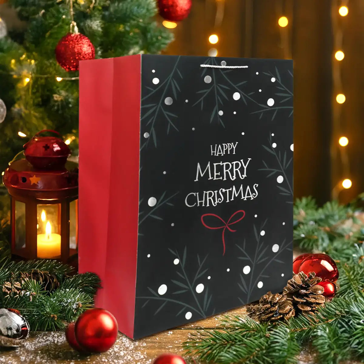 Bolsa de Regalo Navideña "Happy Merry Christmas"