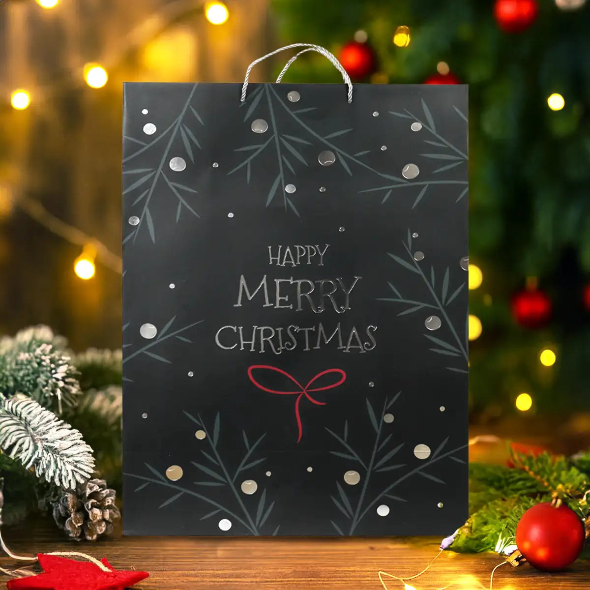 Bolsa de Regalo Navideña "Happy Merry Christmas"