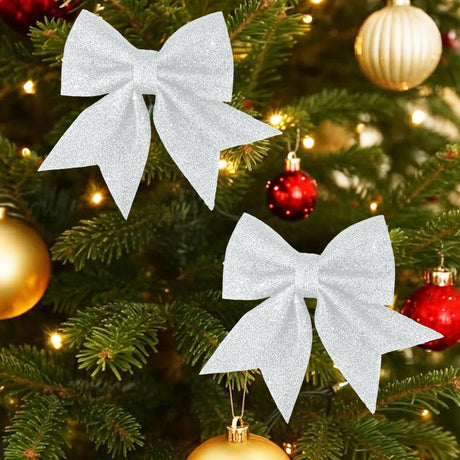 Set de 2 Moños, Glitter, Color Plata