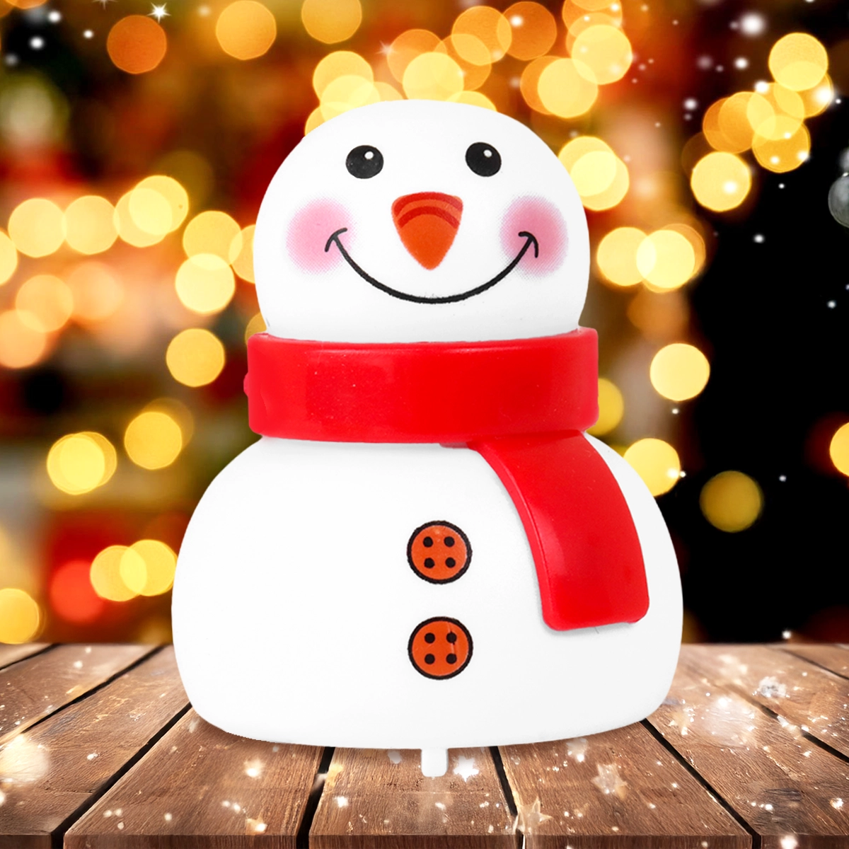 Squishy Navideño, Muñeco de Nieve, Bufanda Roja