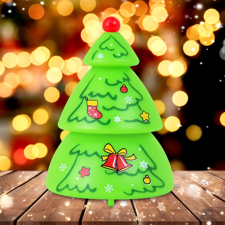 Squishy Navideño, Pino con Detalles Rojos