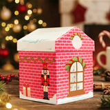 Caja Navideña en Forma de Casa, Nevada, Color Rosa