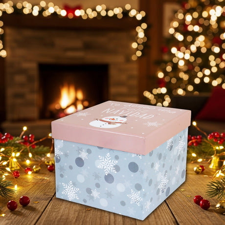 Caja de Regalo Navideña, Diseño Muñeco de Nieve