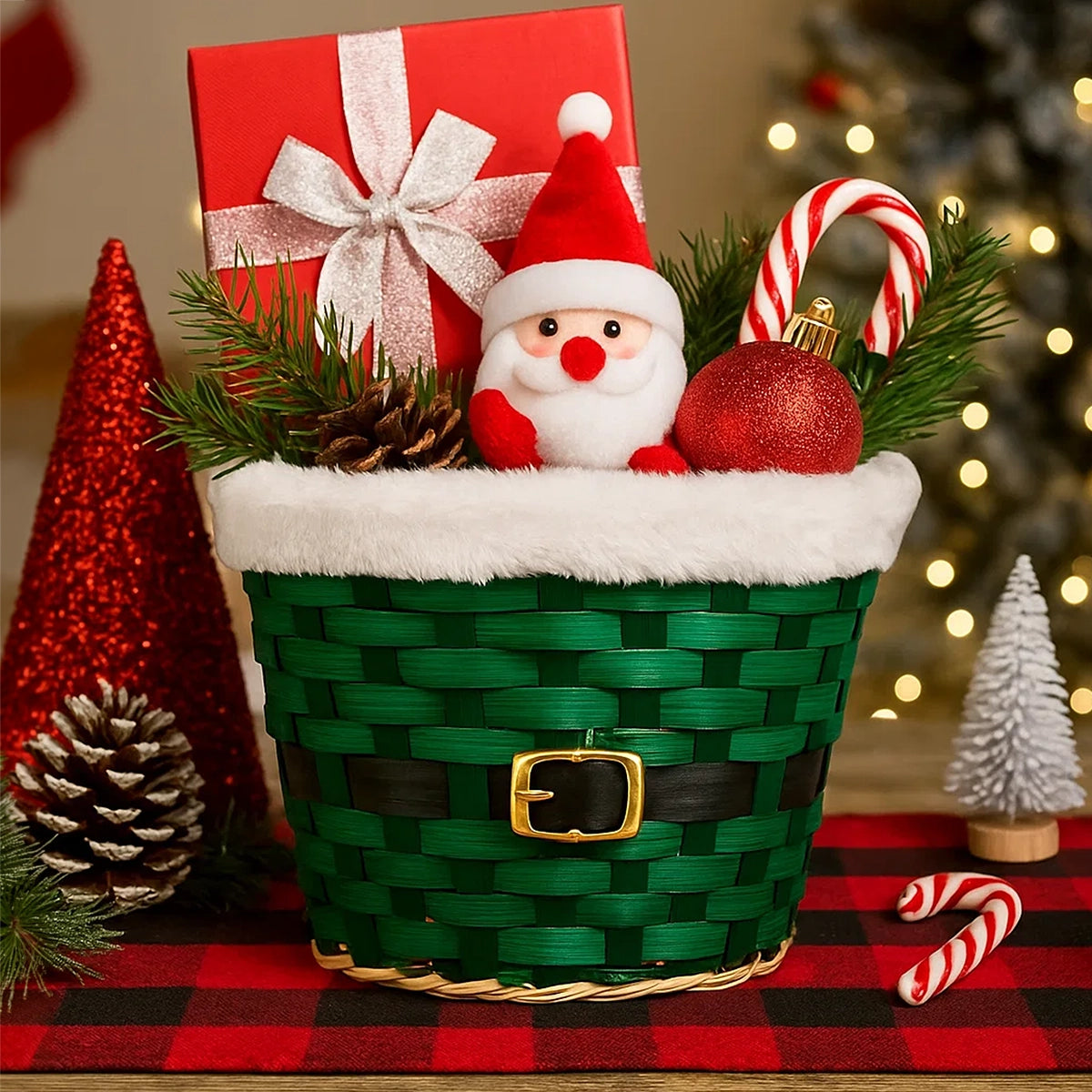 Canasta de Bambú, Santa, Color Verde