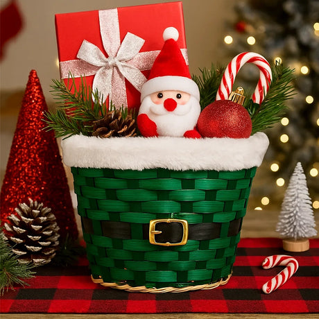 Canasta de Bambú, Santa, Color Verde