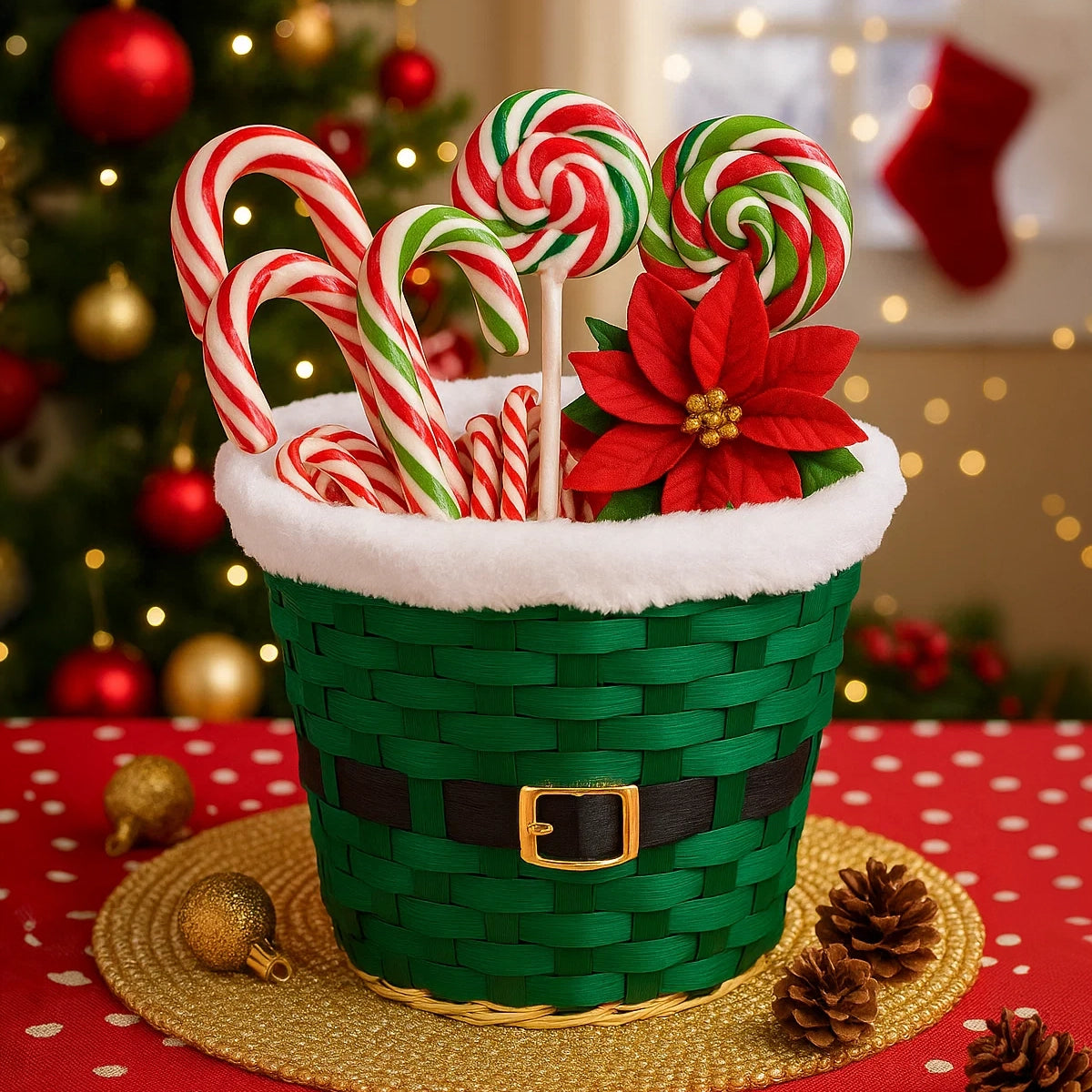 Canasta de Bambú, Santa, Color Verde