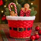 Canasta de Bambú, Santa, Color Rojo