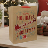 Bolsa de Regalo Navideña, Happy Holidays, Acabado Brillante