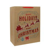 Bolsa de Regalo Navideña, Happy Holidays, Acabado Brillante