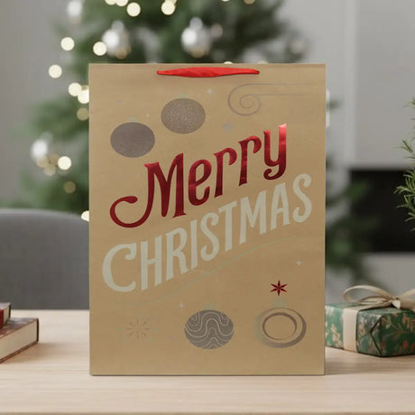 Bolsa de Regalo Navideña, Merry Christmas, Acabado Brillante