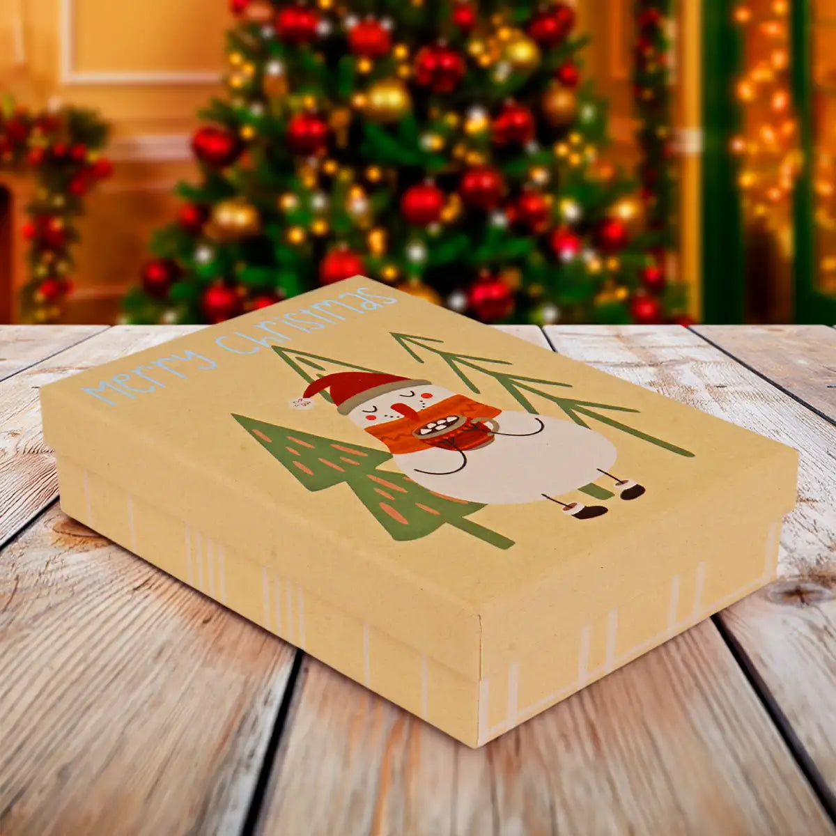 Caja de Regalo Navideña, Merry Christmas, Snowman