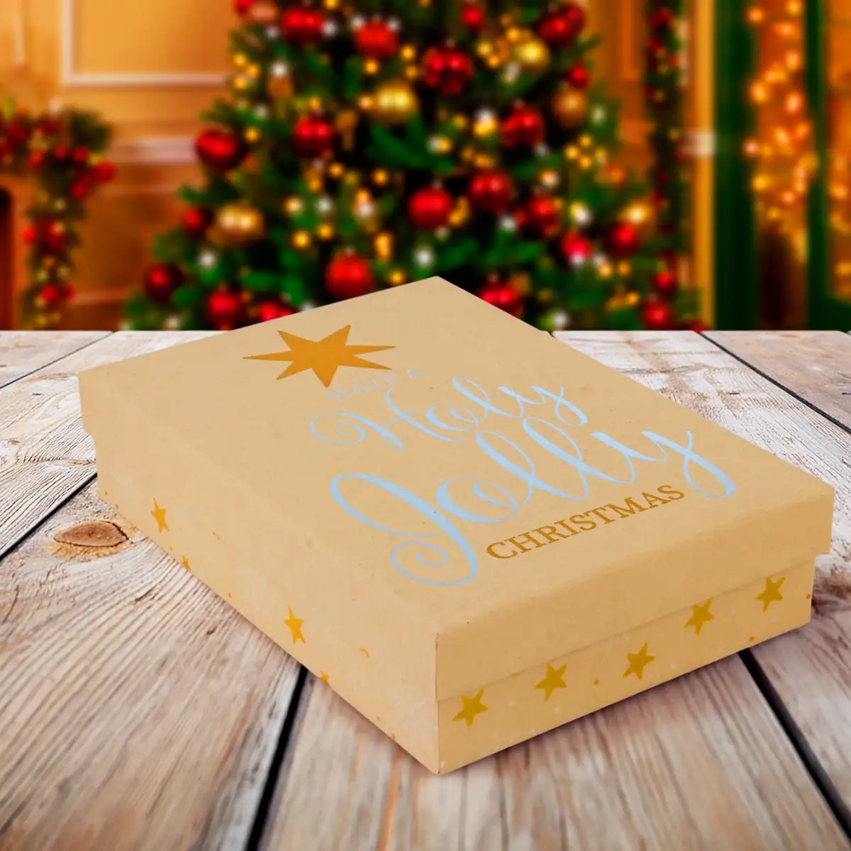 Caja de Regalo Navideña, Holy Jolly, Brillante