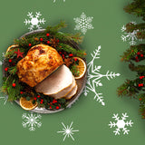 Mantel Navideño, Estampado de Copos de Nieve, Color Verde