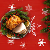 Mantel Navideño, Estampado de Copos de Nieve, Color Rojo