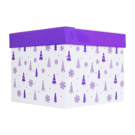 Caja de Regalo Navideña, Diseño Merry Christmas, Color Morado