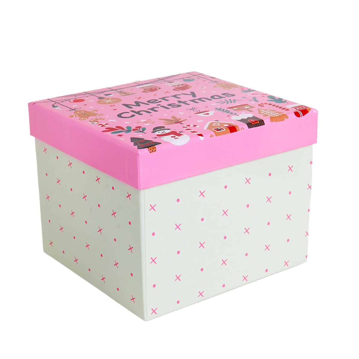 Caja de Regalo Navideña, Merry Christmas, Color Rosa