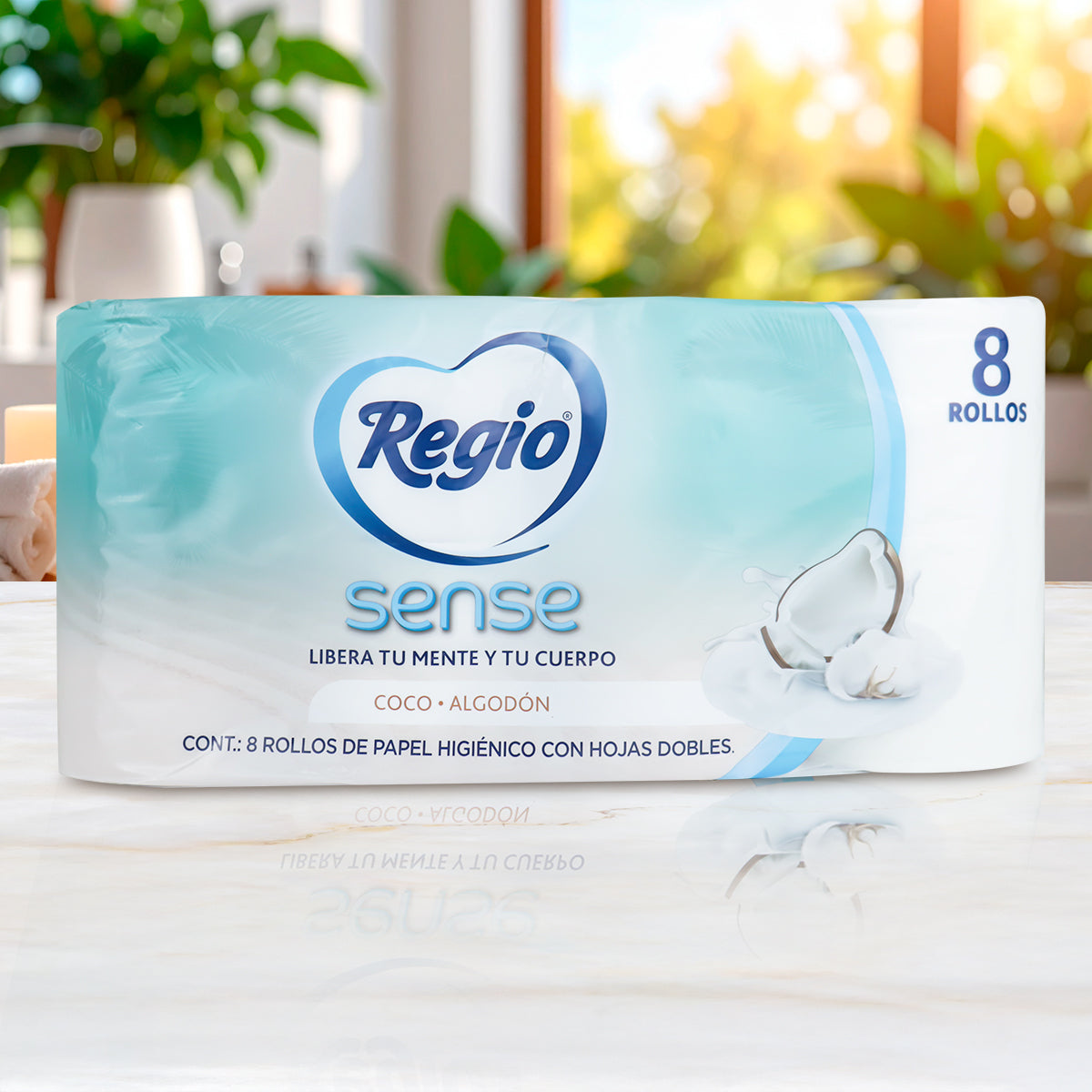 Papel Higiénico, Regio, Sense, 8 rollos